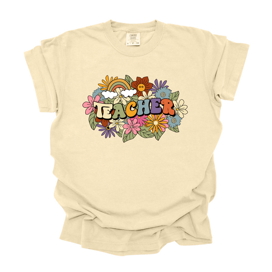 Floral Teacher T-shirt