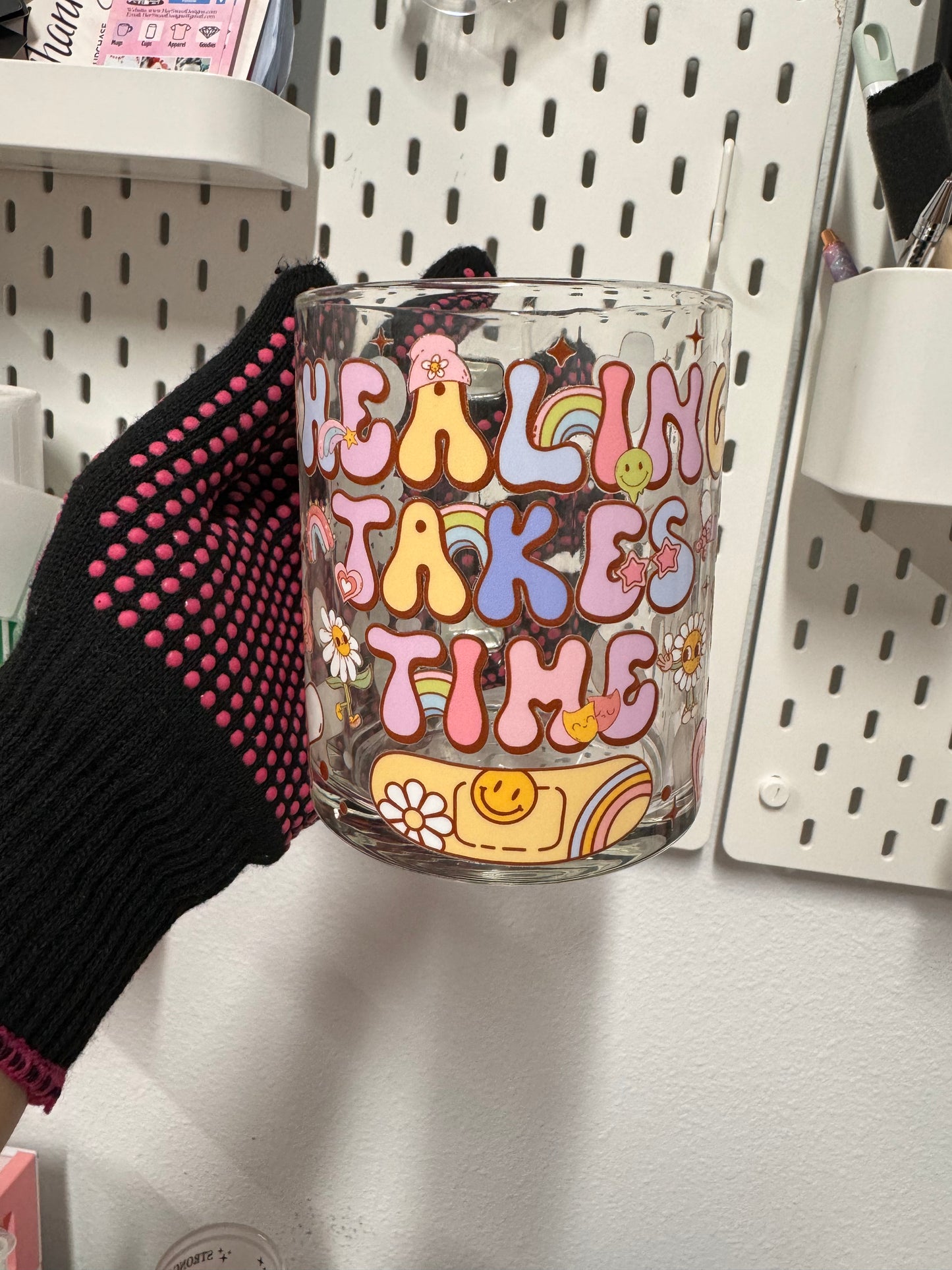 Healing Takes Time Glass Mug