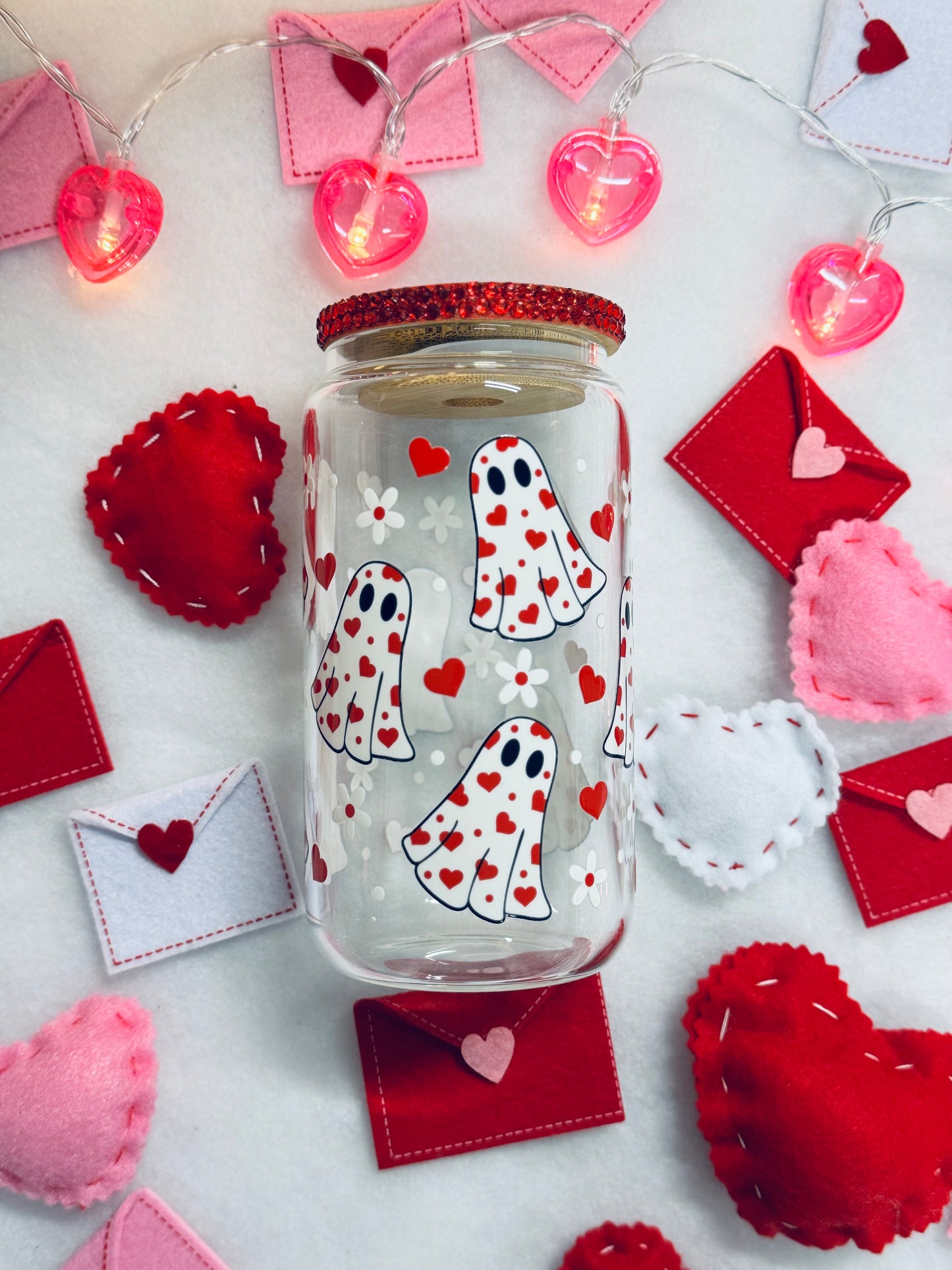 Ghostie Heart Glass Cup